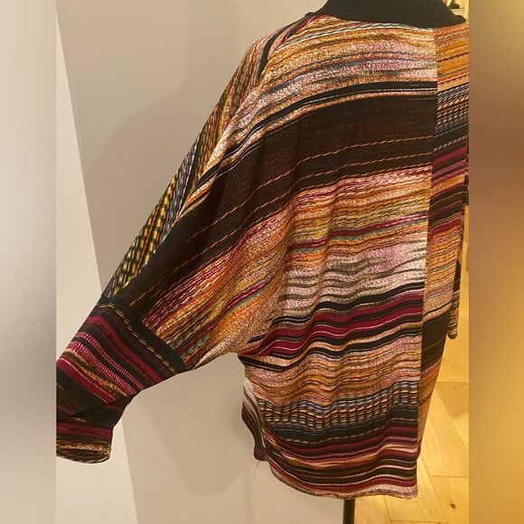 Saloos Size Large Lightweight Baggy Sleeve Scoopneck Earth Tone Coloured Top - Picture 4 of 9